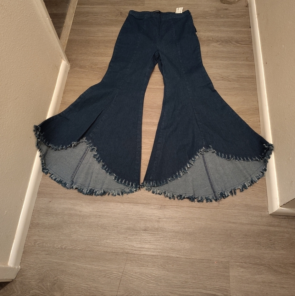 Jealous Tomato Dark Blue Flare Stretch Denim Jeans